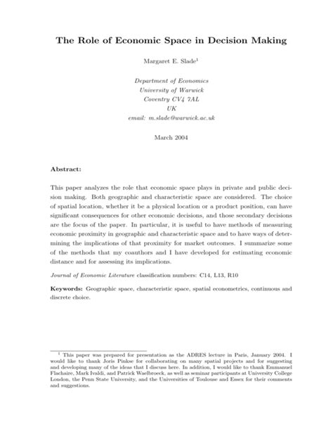 The Role of Economic
